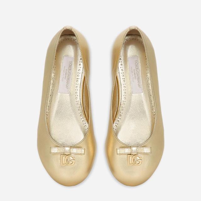 Foiled Nappa Leather Ballet Flats In Gold Product Image