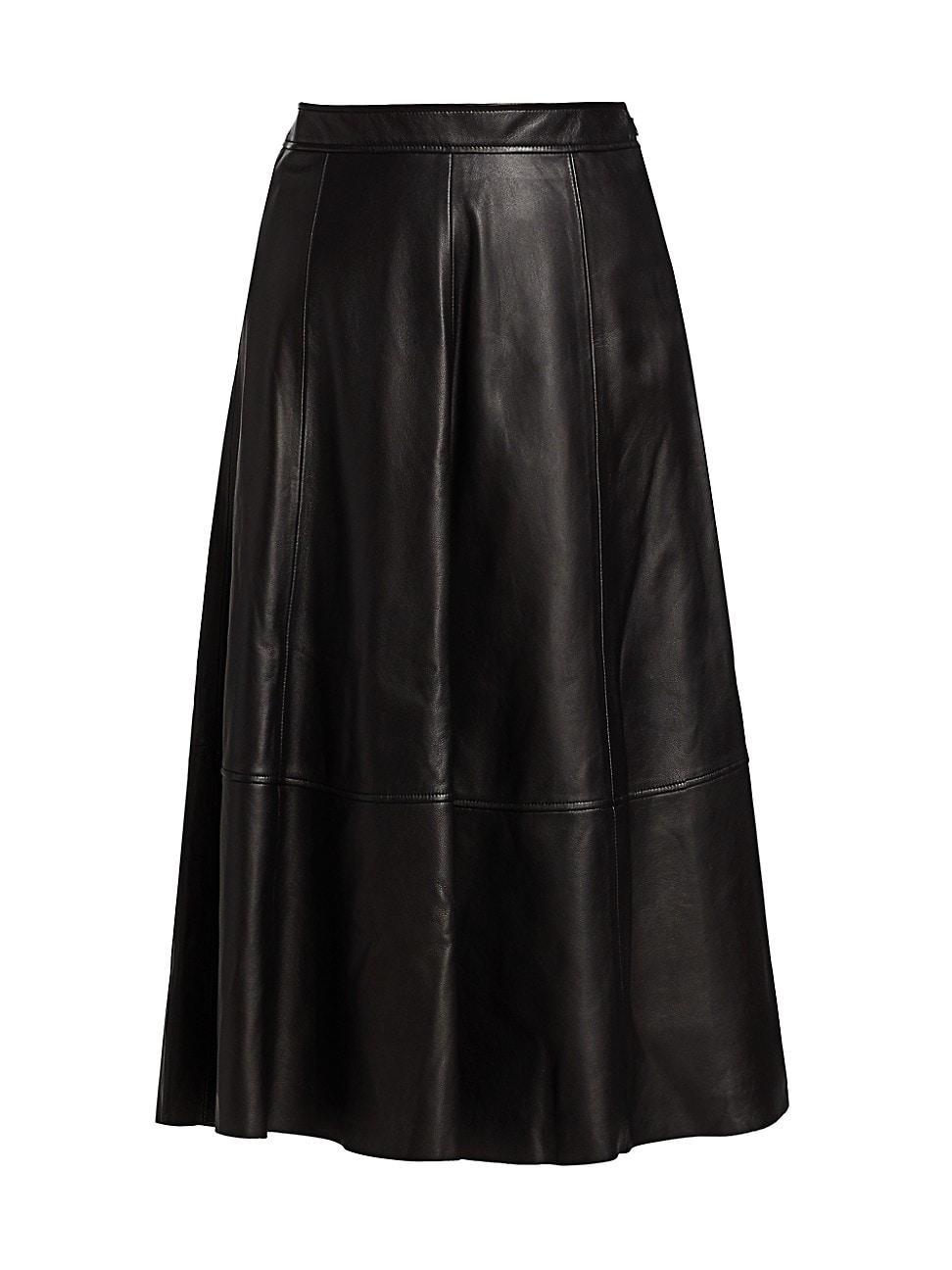 Womens Essentials A-Line Leather Midi-Skirt Product Image