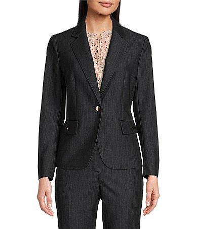 Anne Klein One Button Peak Lapel Long Sleeve Blazer Jacket Product Image