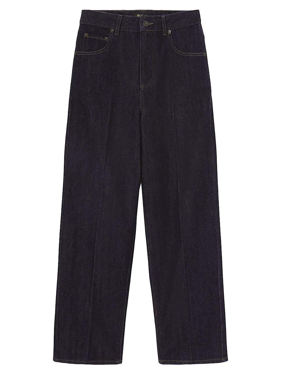 Womens Madley Pleated Denim & Cashmere Pants Product Image