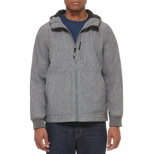 Mens Levis Softshell Hooded Bomber Jacket Med Grey Product Image