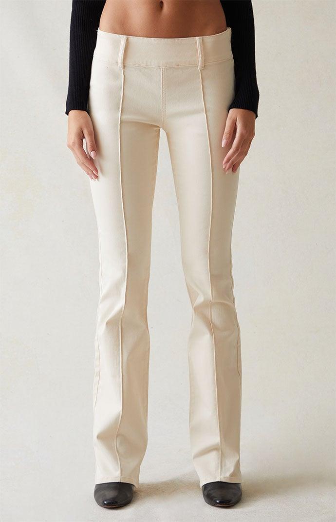 PacSun Womens Stretch Cream Low Rise Flare Pants Product Image