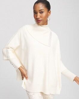 Embellished Cashmere Blend Poncho Product Image