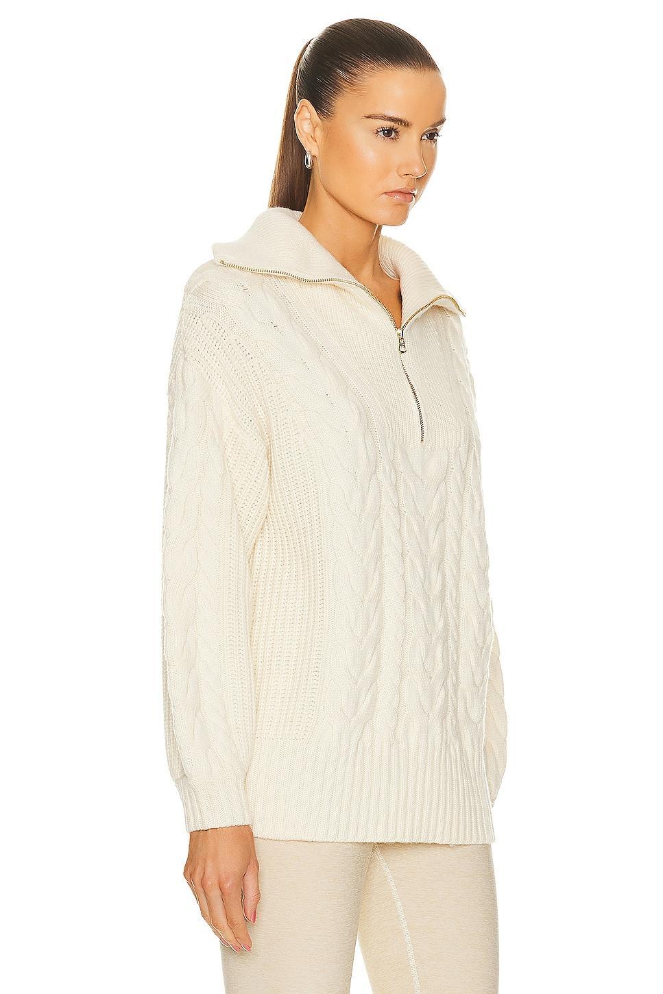 Varley Daria Half Zip Sweater in White. - size L (also in M, S, XL, XS) Product Image