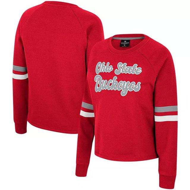 Womens Colosseum Scarlet Ohio State Buckeyes Talent Competition Raglan Pullover Sweatshirt Product Image