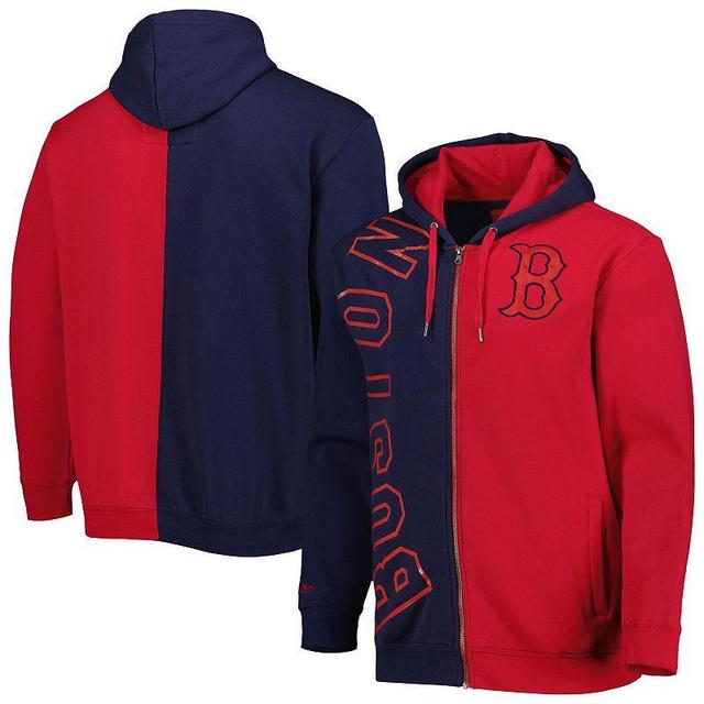 Mens Mitchell & Ness /Red Boston Red Sox Fleece Full-Zip Hoodie Blue Product Image