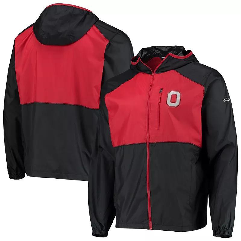 Mens Columbia /Scarlet Ohio State Buckeyes Flash Forward Hoodie Full-Zip Lightweight Windbreaker Product Image