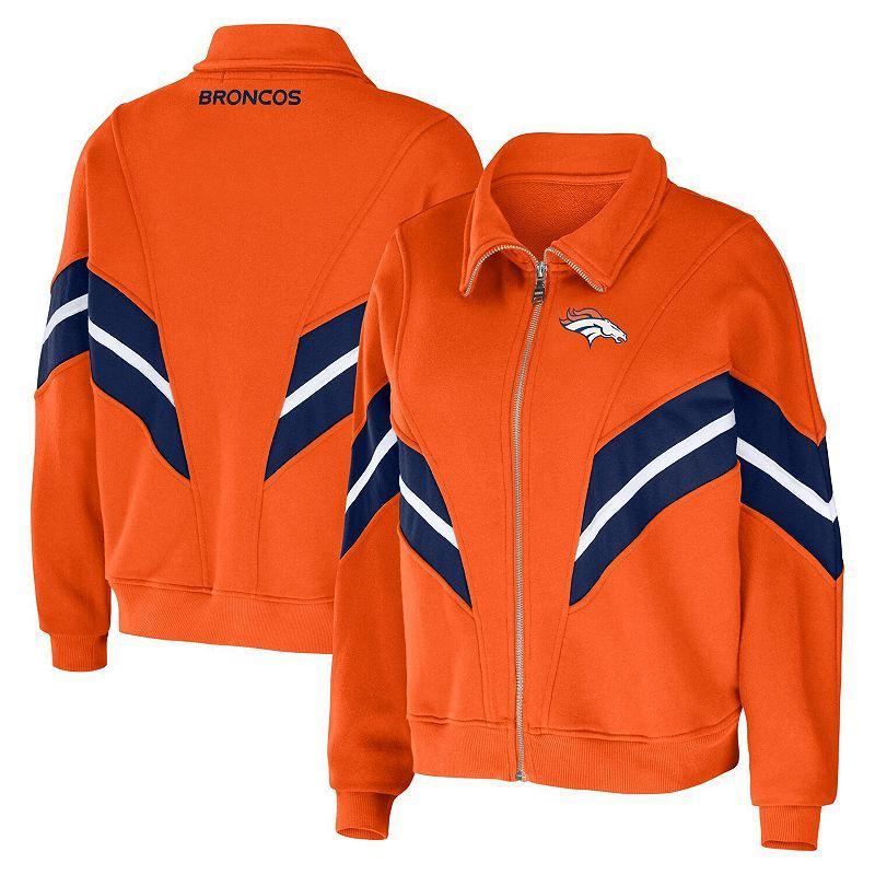 Womens WEAR by Erin Andrews Denver Broncos Plus Size Yarn Dye Stripe Full-Zip Jacket Product Image