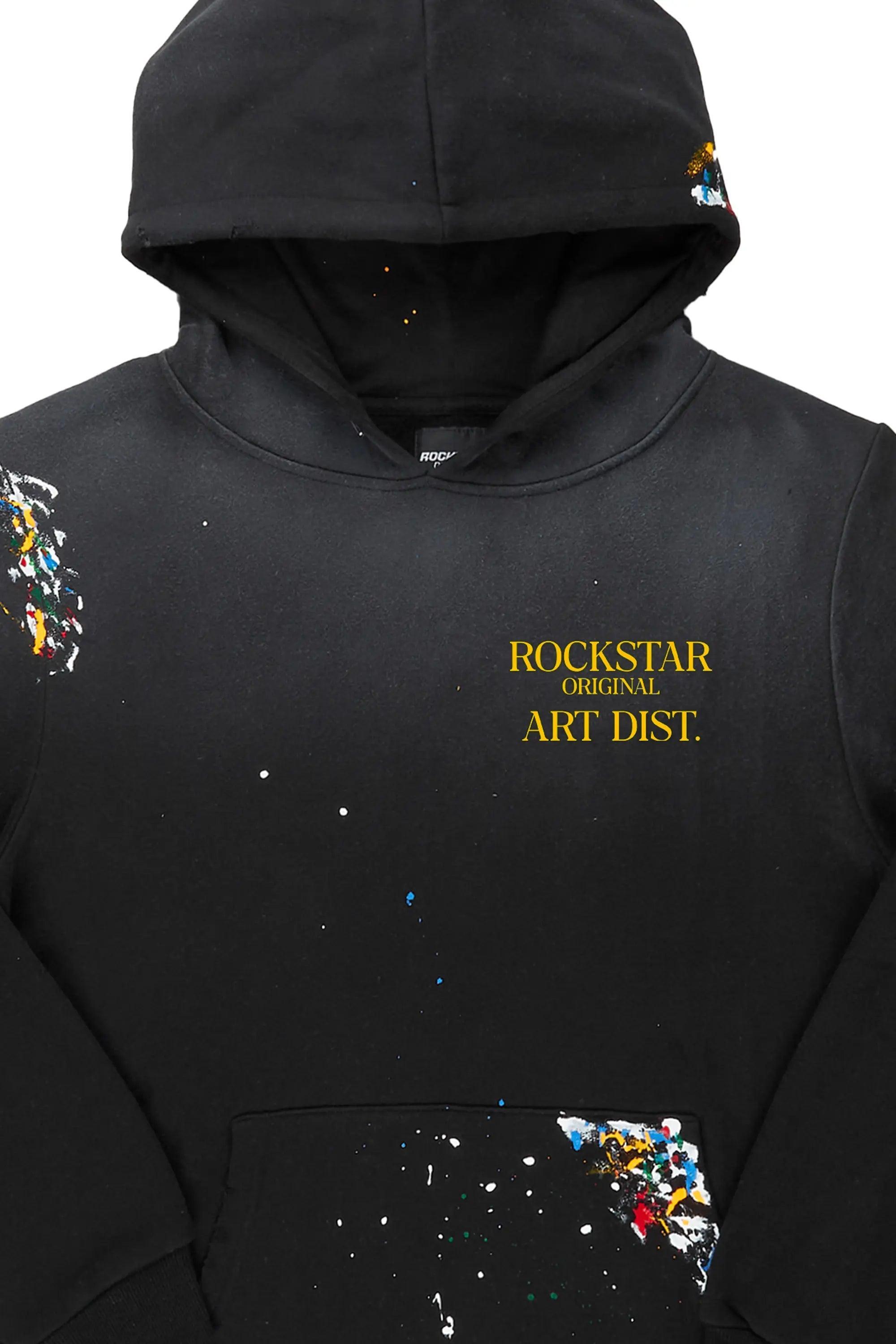 Rockstar Art Dist. Black Graphic Hoodie Male Product Image