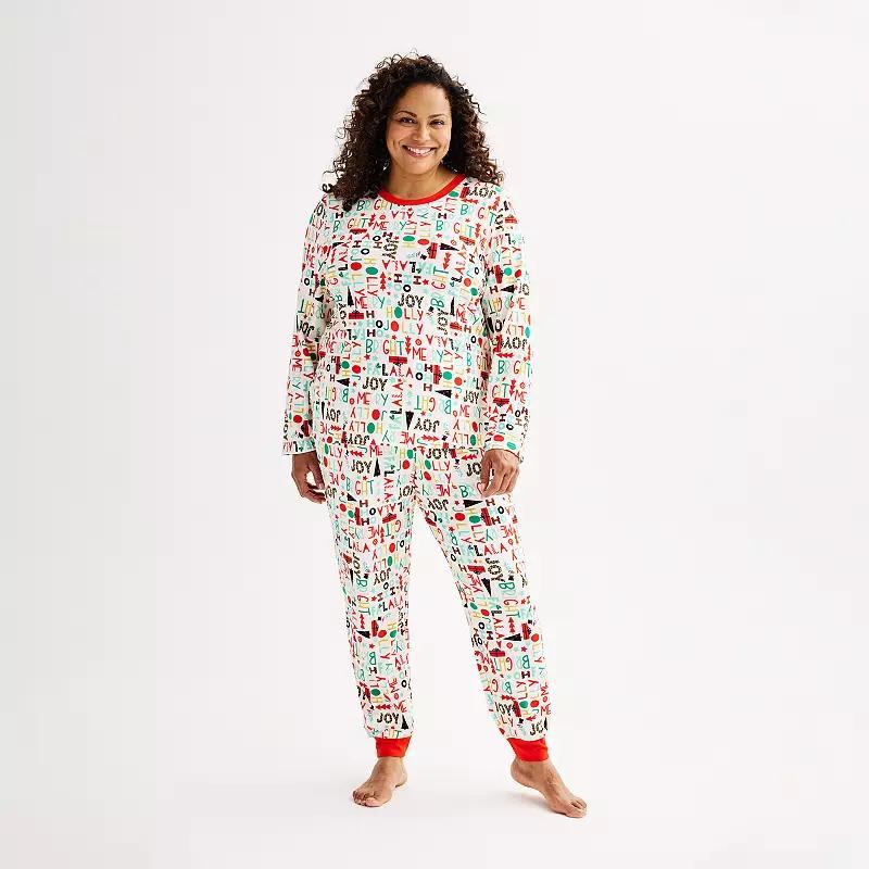 Plus Size Jammies For Your Families Fa La La Pajama Top & Jogger Pajama Bottoms Set, Womens Product Image