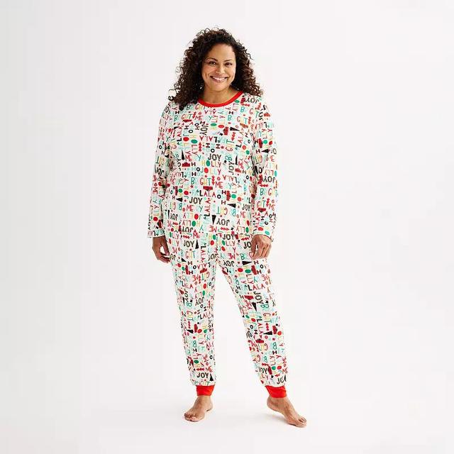 Plus Size Jammies For Your Families Fa La La Pajama Top & Jogger Pajama Bottoms Set, Womens Product Image