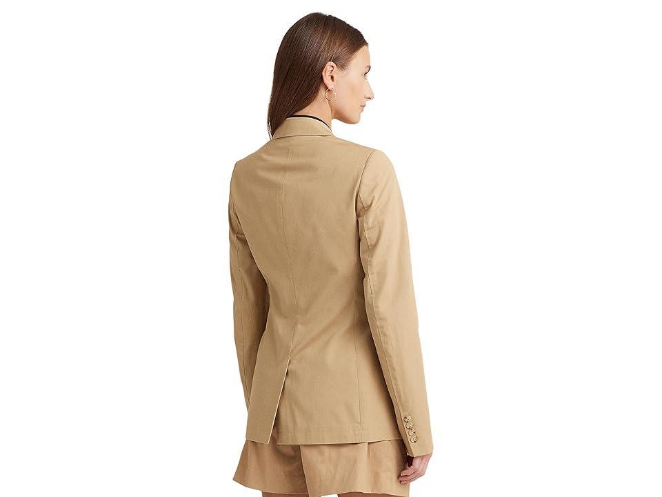 LAUREN Ralph Lauren Cotton Twill Blazer (Birch Tan) Women's Suits Sets Product Image