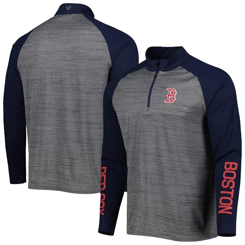 Mens Levelwear Heather Gray Boston Red Sox Vandal Raglan Quarter-Zip Top Product Image