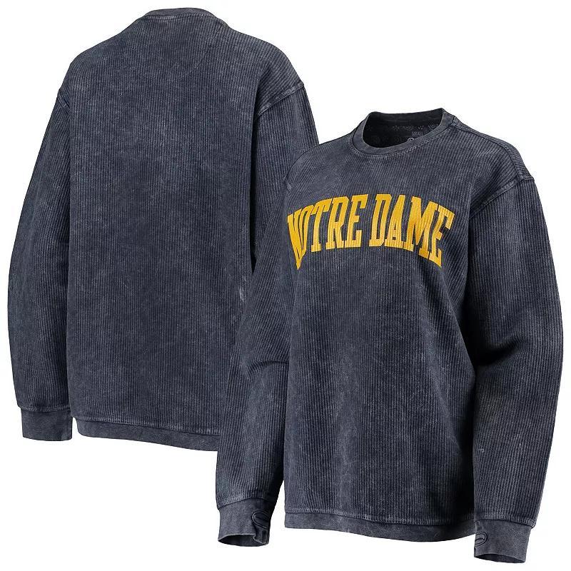 Womens Pressbox Notre Dame Fighting Irish Comfy Cord Vintage Wash Basic Arch Pullover Sweatshirt Blue Product Image