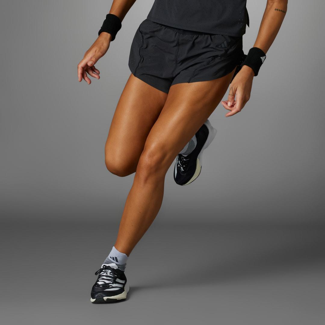 adidas Adizero Running Split Shorts Black L Womens Product Image