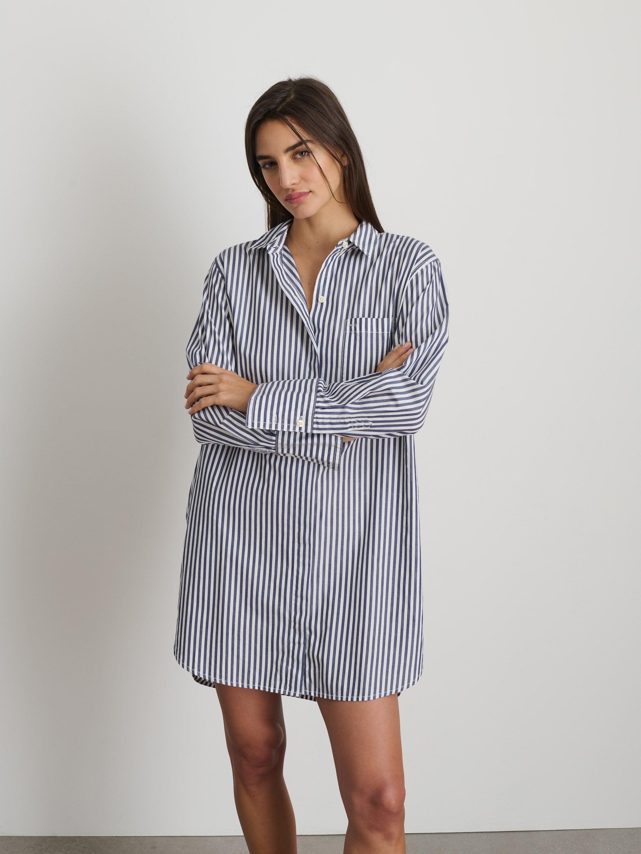 Belle Shirt Dress in Striped Cotton Poplin Female Product Image