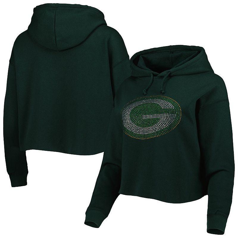 Womens Cuce Bay Packers Crystal Logo Cropped Pullover Hoodie Product Image