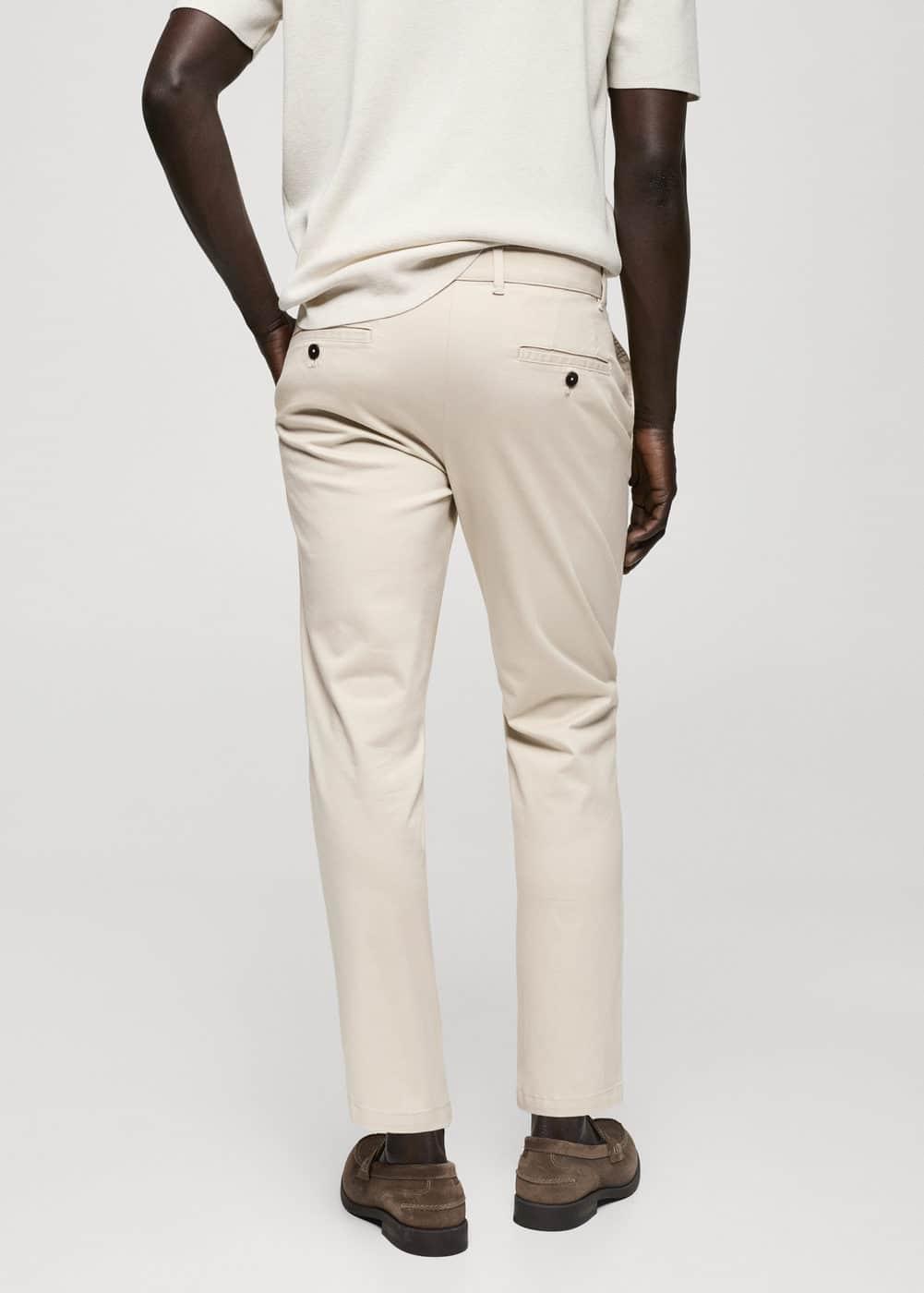 Mango Mens Cotton Tapered Crop Pants - Light Product Image