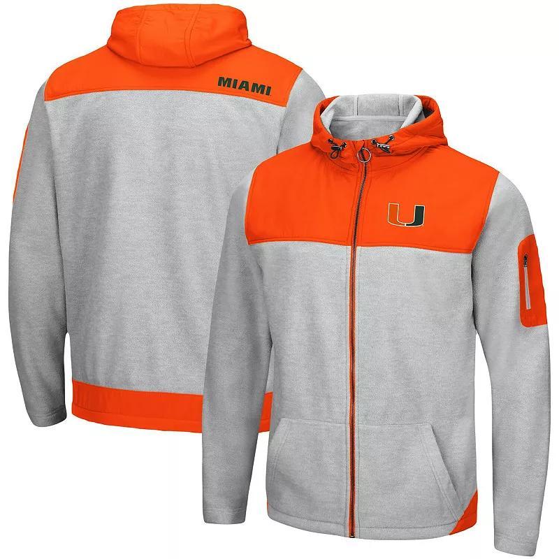 Mens Colosseum Heathered Gray/Orange Miami Hurricanes Schwartz Full-Zip Hoodie Product Image