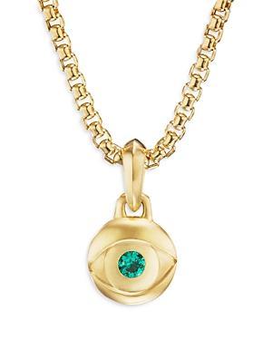 David Yurman Mens 18K Yellow Gold Amulets Emerald Evil Eye Pendant Product Image