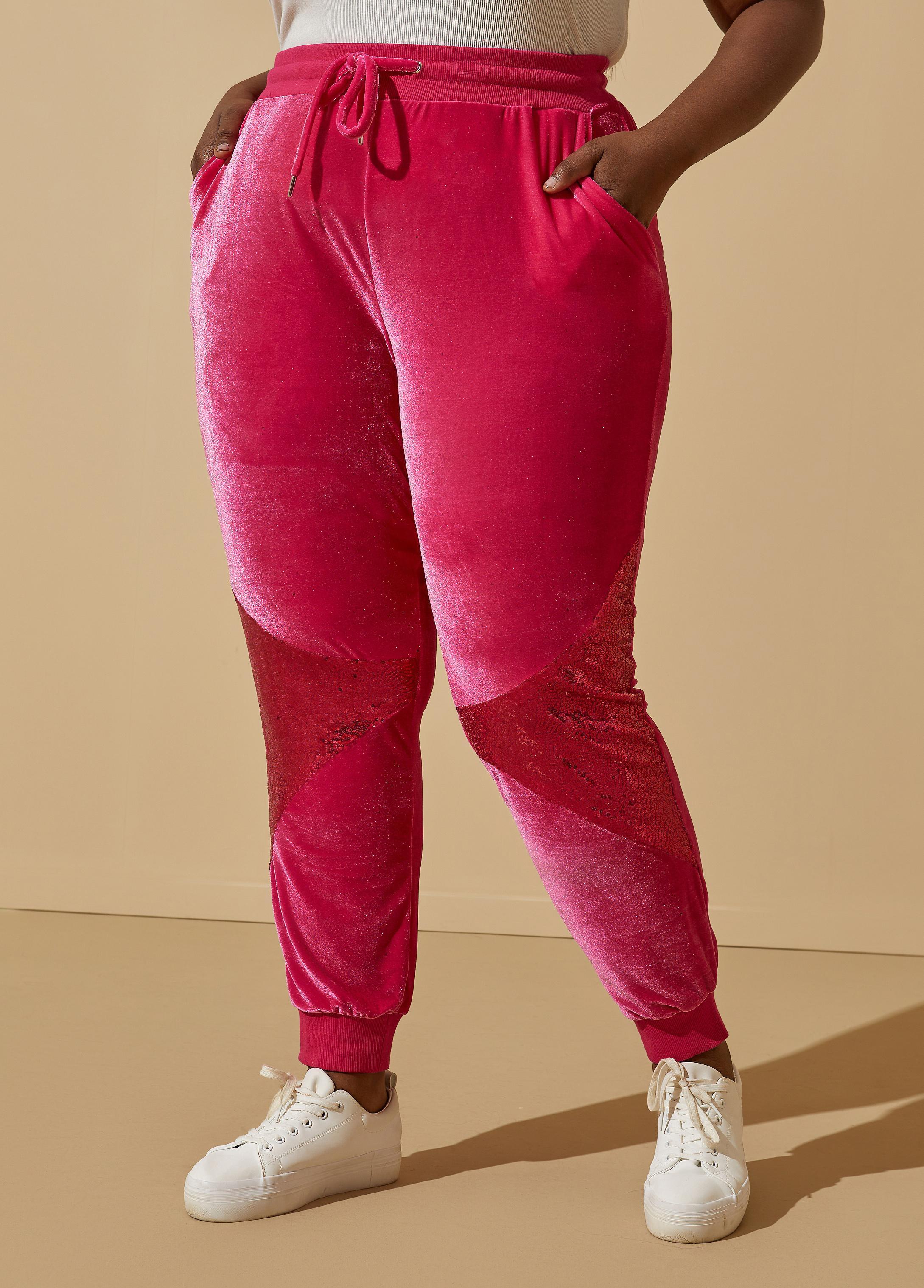 Sequined Paneled Velour Joggers Product Image