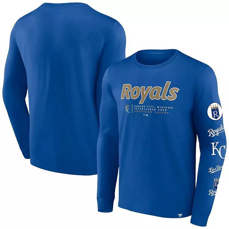 Mens Fanatics Branded Royal Kansas City Royals Strike the Goal Long Sleeve T-Shirt Product Image