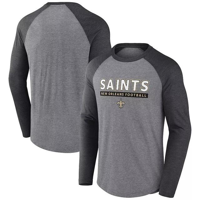 Mens Fanatics Heather Gray/Navy Tennessee Titans Tri-Blend Raglan Long Sleeve T-Shirt Product Image