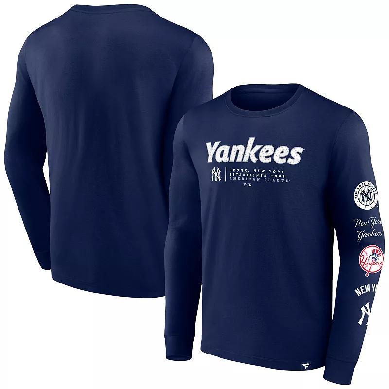 Mens Fanatics Branded New York Yankees Strike the Goal Long Sleeve T-Shirt Blue Product Image