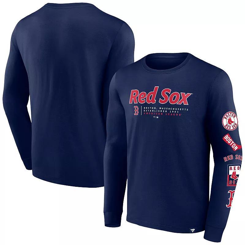 Mens Fanatics Branded Boston Red Sox Strike the Goal Long Sleeve T-Shirt Blue Product Image