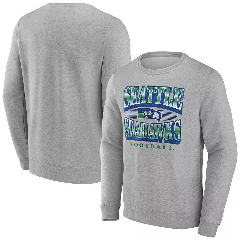 Mens Fanatics Heather Gray Seattle Seahawks Chance Throwback Fleece Pullover Sweatshirt Product Image