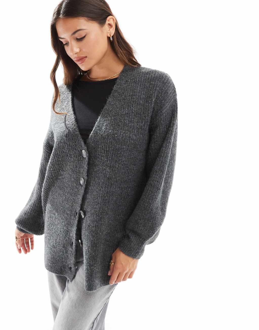 Cotton On oversized cardigan in charcoal heather Product Image