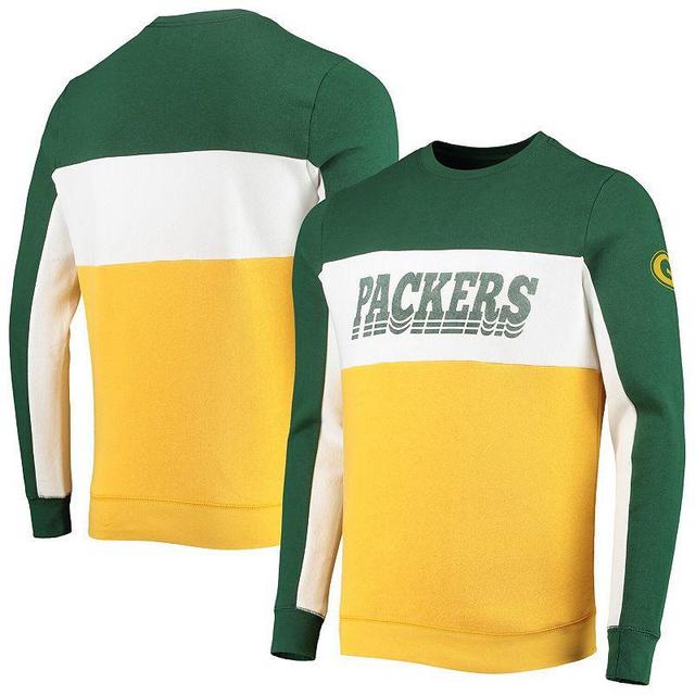 Mens Junk Food /Gold Bay Packers Color Block Pullover Sweatshirt Product Image