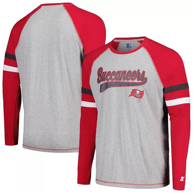 Mens Starter Gray/Red Tampa Bay Buccaneers Kickoff Raglan Long Sleeve T-Shirt Product Image