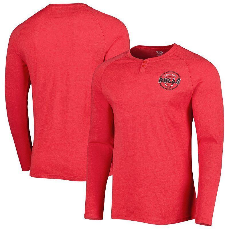 Mens Concepts Sport Heathered Chicago Bulls Left Chest Henley Raglan Long Sleeve T-Shirt Product Image