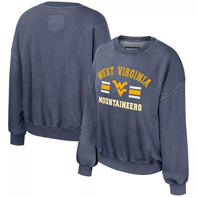 Womens Colosseum Navy West Virginia Mountaineers Audrey Washed Pullover Sweatshirt Product Image