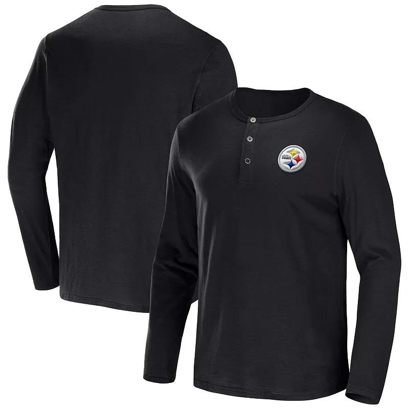 Mens NFL x Darius Rucker Collection by Fanatics Black Miami Dolphins Slub Jersey Henley Long Sleeve T-Shirt Product Image