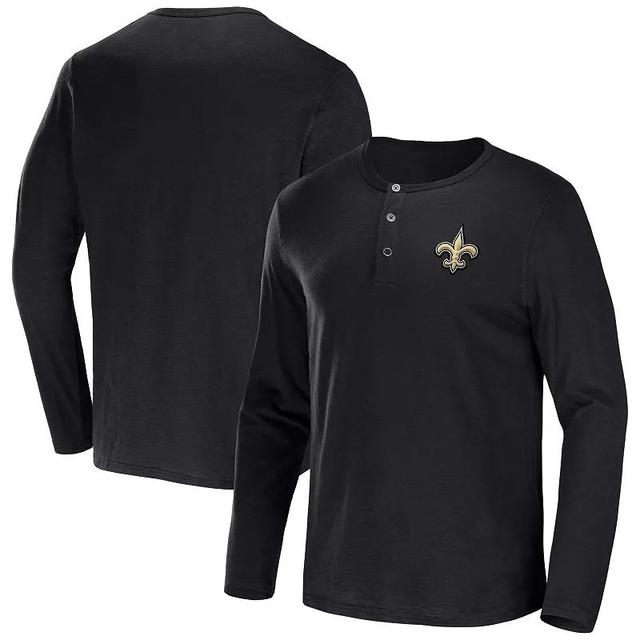 Mens NFL x Darius Rucker Collection by Fanatics Black Las Vegas Raiders Slub Jersey Henley Long Sleeve T-Shirt Product Image