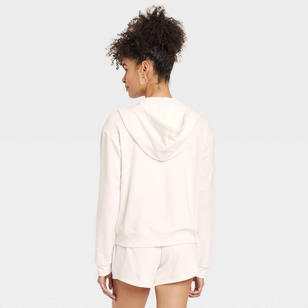 Women's Fleece Zip-Up Sweatshirt - Auden™ Cream M Product Image