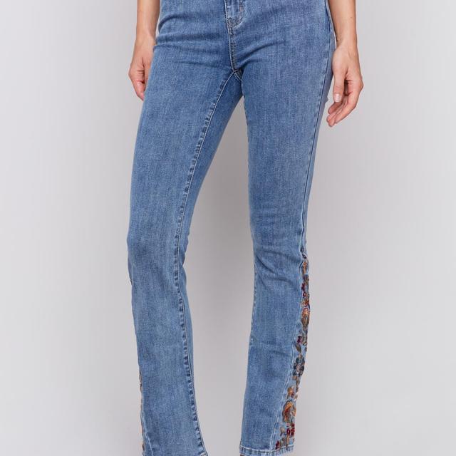 Embroidered Insert Side Bootcut Leg Pant Product Image