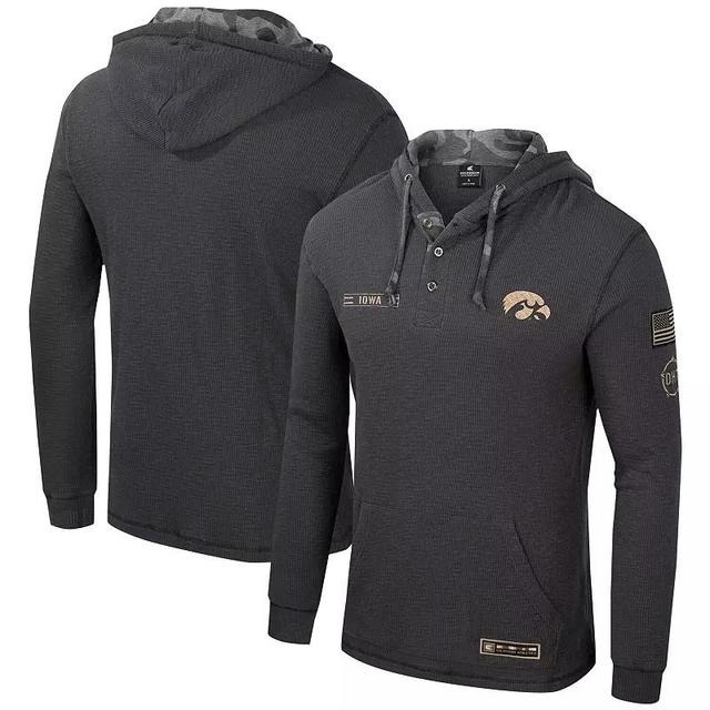 Mens Colosseum Charcoal Iowa Hawkeyes OHT Military Appreciation Henley Pullover Hoodie Product Image