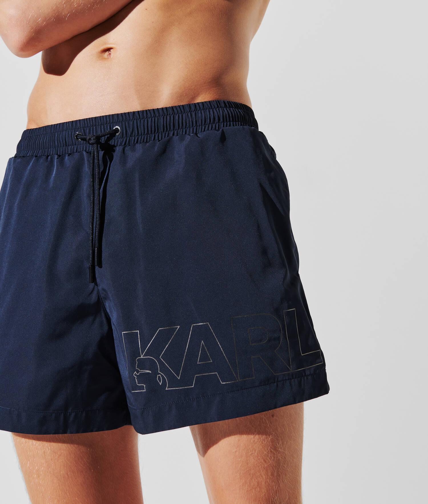 METALLIC KARL LOGO SHORT-LENGTH BOARDSHORTS Product Image