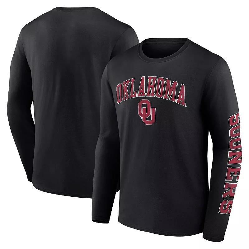 Mens Fanatics Heather Charcoal Oklahoma Sooners Distressed Arch Over Logo Long Sleeve T-shirt Product Image