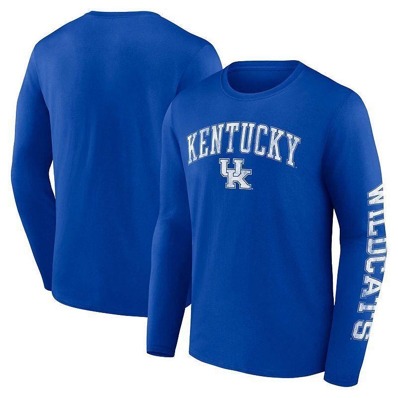 Mens Fanatics Branded Royal Kentucky Wildcats Distressed Arch Over Logo Long Sleeve T-Shirt Product Image