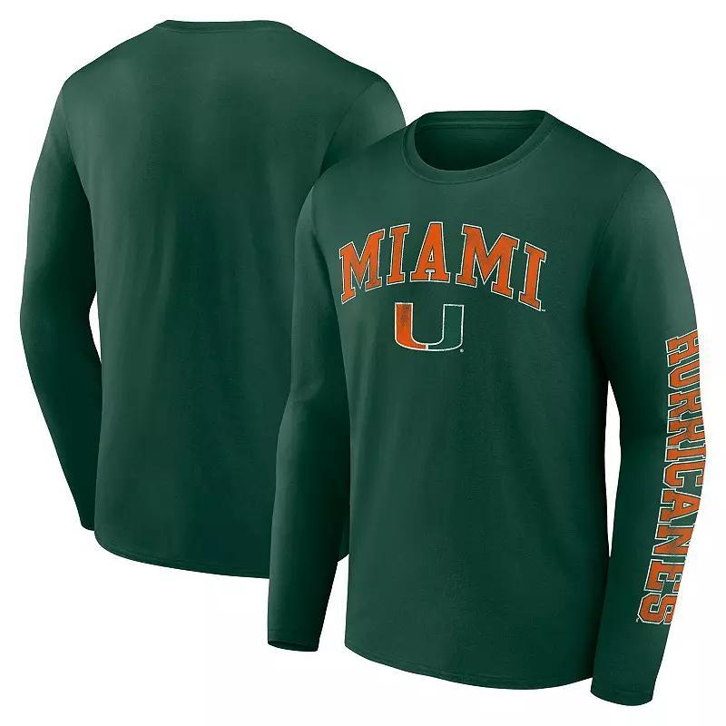 Mens Fanatics Branded Miami Hurricanes Distressed Arch Over Logo Long Sleeve T-Shirt Product Image