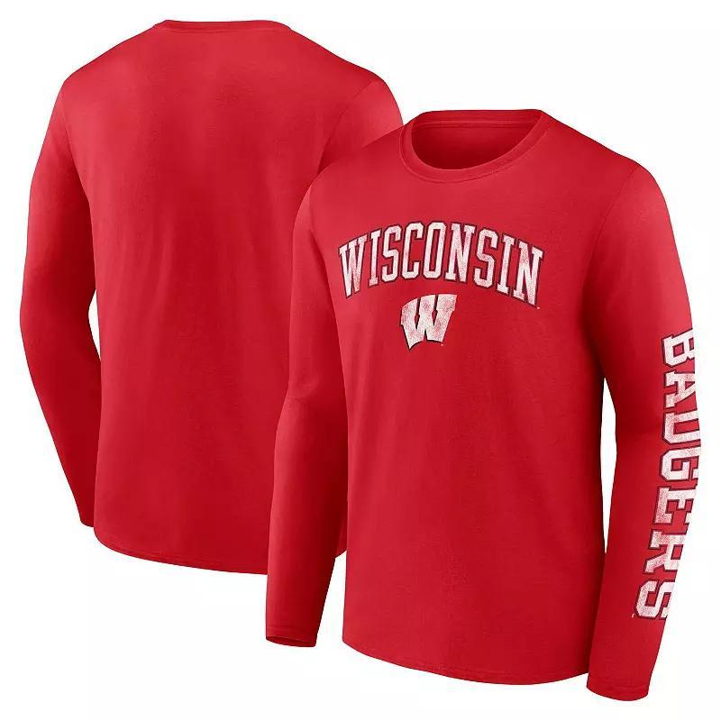 Mens Fanatics Branded Wisconsin Badgers Distressed Arch Over Logo Long Sleeve T-Shirt Product Image