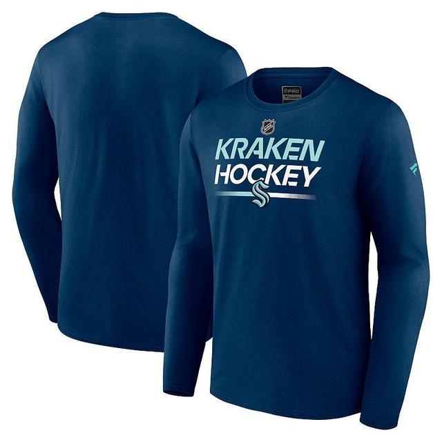 Mens Fanatics Branded Navy Seattle Kraken Authentic Pro Primary Long Sleeve T-Shirt Krk Blue Product Image