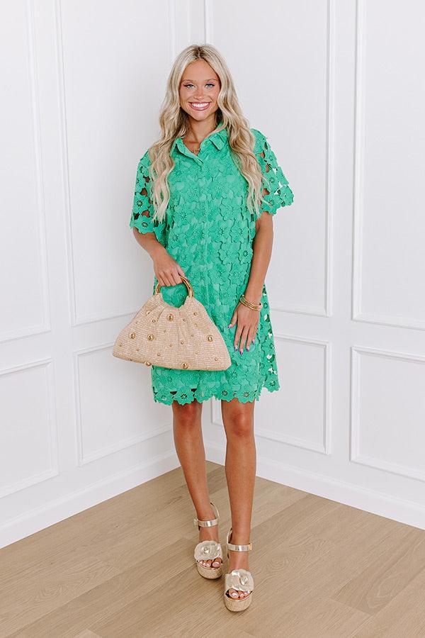 Sunshine Sunday Crochet Mini Dress in Emerald Product Image