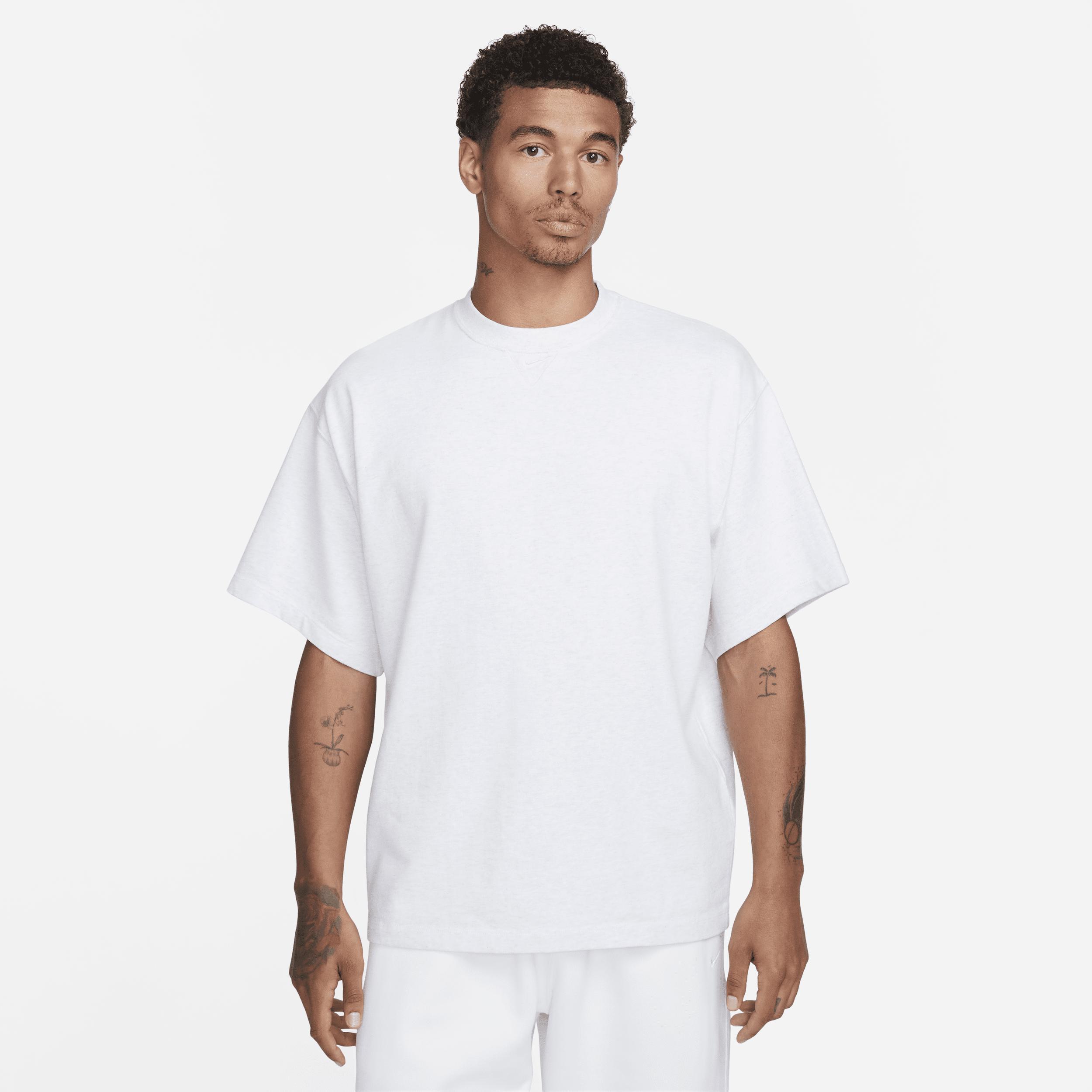 Nike Mens Nike Solo Swoosh Short Sleeve Heavyweight Top - Mens Birch Heather/White Product Image