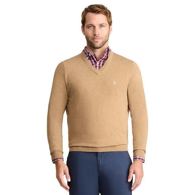 Mens IZOD V-Neck Sweater Camel Grey Product Image