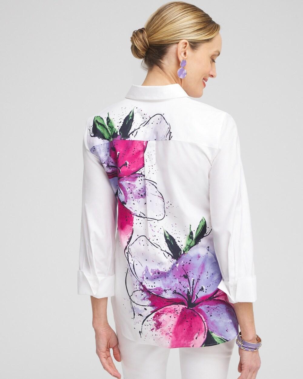 No Iron™ Stretch Floral 3/4 Sleeve Shirt Product Image